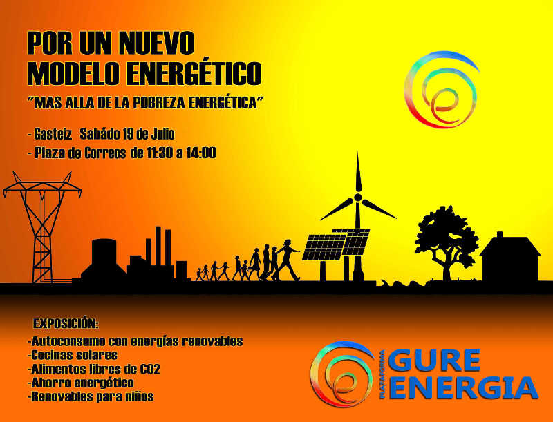 Sábado 19 de julio de 2014 en Vitoria-Gasteiz de 11h30 a 14h en la Plaza de Correos - Asamblea y concentración Por un Nuevo Modelo Energético